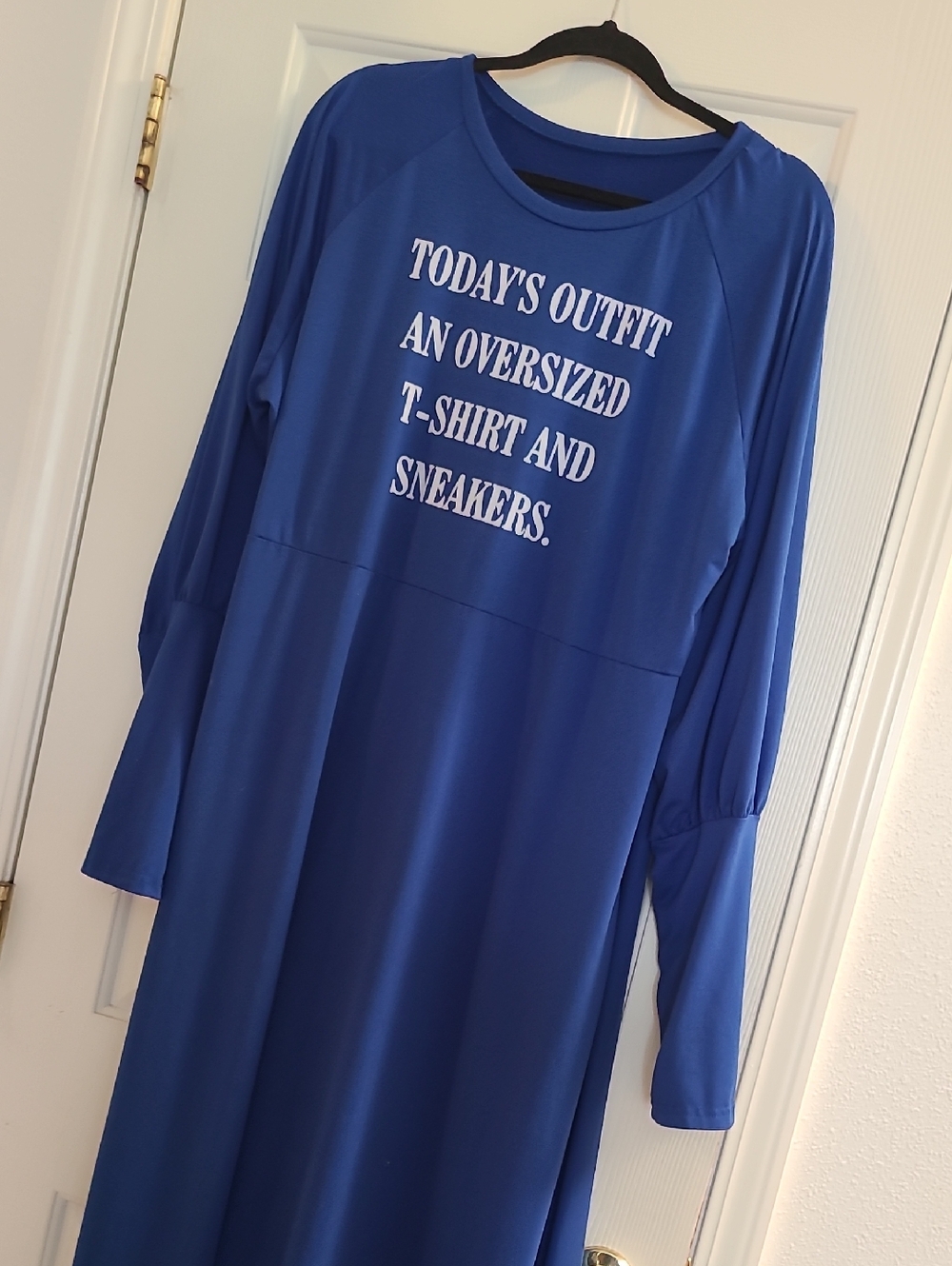 Blue Long Sleeve Graphic Maxi Dress - "Today’s Outfit"